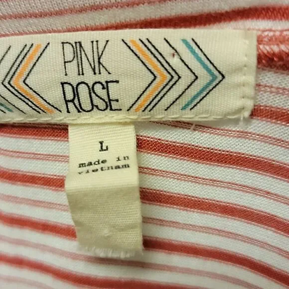 Pink Rose Large Red And White Striped Sleeveless Tank Top - Picture 4 of 8